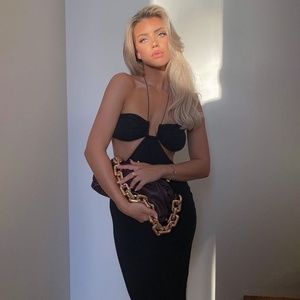 Black Cut Out Dress Midi
